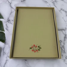 Gibson Clinton Prints Vintage 70s Stationery Set Green Strawberry Note Paper