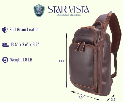 Caracalla Full Grain Leather Sling Bag, Crossbody Chest Bag, Minimalist Desig... - Picture 2 of 9