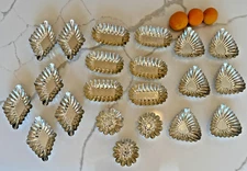 Vintage Fluted Tart Tins Diamond Oval Triangle Silver Sweden 21 Pieces, NEW