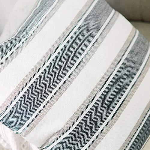 2 Packs, Stripe Pillow Case Soft Linen Rectangle 12“ x 20”,Set of 2 Black-white - Image 4 of 4