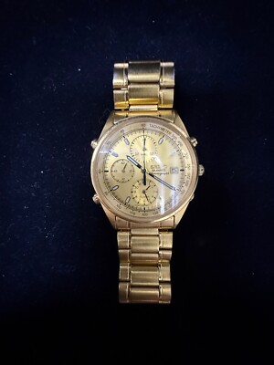 💎 Vintage Seiko 7T32 Gold Chronograph Alarm Quartz Watch – Retro
