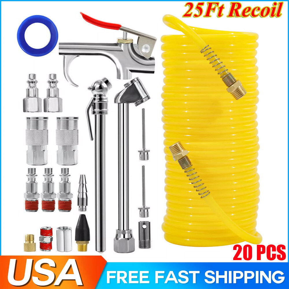 Accessory Kit 25ft Recoil Hose Gun Nozzles Set 1/4" Npt New
