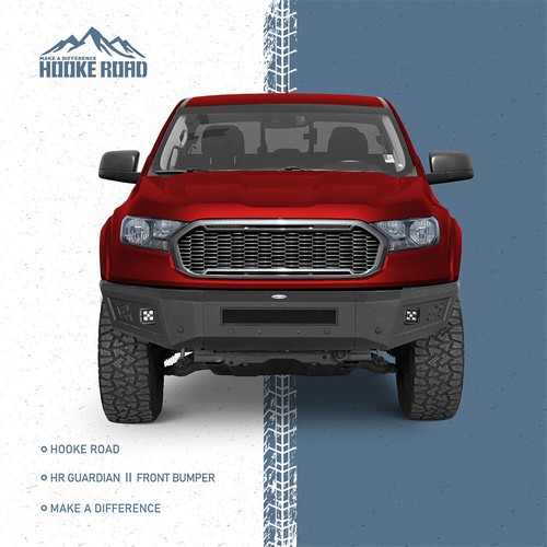 Hooke Road Front Bumper Guard For Ford Ranger 2019 2020 2021 2022 2023 - Picture 14 of 16