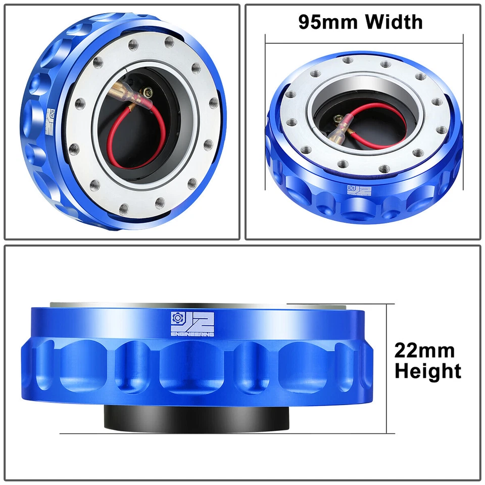 Adaptador de buje de liberación rápida para volante de aluminio de 6 pernos J2 Engineering azul Foto 3 de 4