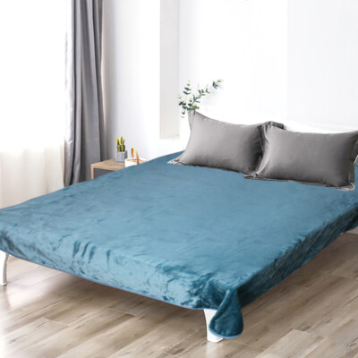 Luxury Super Soft MINK FAUX FUR BLANKET Bed Sofa Teal Colour