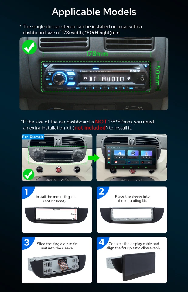 JOYING 8.9 Inch Universal Single Din Android 12 Qualcomm Snapdragon 4G Head Unit Foto 2 de 4