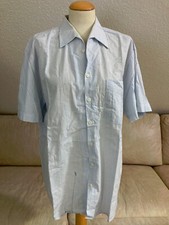Walbusch Trelegant Men's Shirt L Blue Striped Long Sleeve Collar RETRO