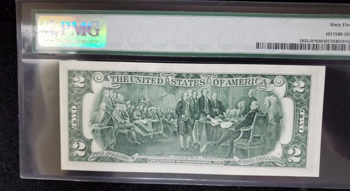 1976 $2 Federal Reserve Note St. Louis Fr. 1935-H*- PMG 65 Choice Uncirculated - Picture 2 of 2