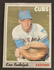 1970 Topps Ken Rudolph Baseball Rookie Card RC #46 Cubs Catcher Poor O/C Creased. rookie card picture
