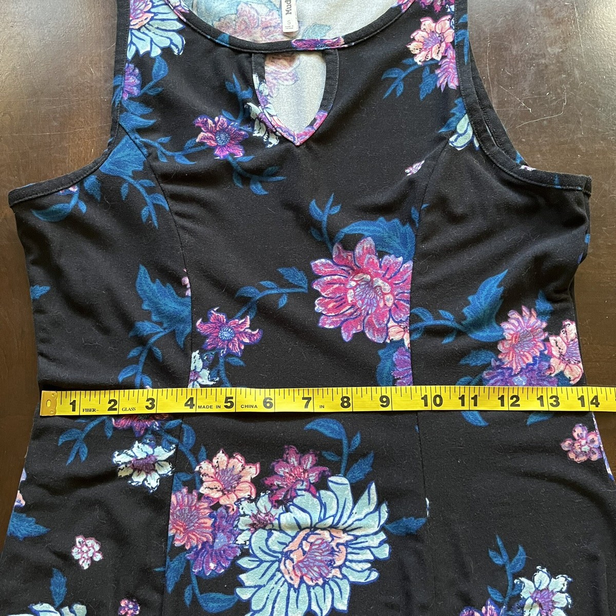 mudd fit and flare dress Mudd Women M Fit Flare Blue Floral Stretch Dress Y2K Skater Grunge Retro