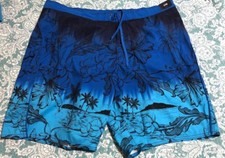 Roundtree  Yorke Ombre Scenic 10" Swim Trunks True Blue S65MR451B Size 2XB New