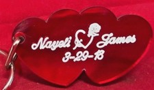 Double Heart Keychain Custom Names Engraved Free Personalized key chain keyring