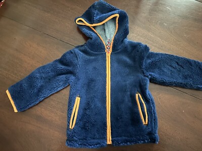 NWT 4/5 Navy Blue Sherpa Hoodie w/ Orange Accents LAST ONE