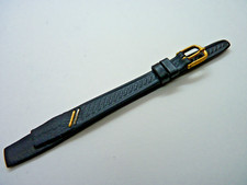 Hirsch Black 11 mm Genuine Leather Watch Strap Gold Buckle 11mm Lug Open Ended