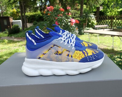 VERSACE SHOES 45 shoe sneakers sneaker chain reaction donatella gianni blue
