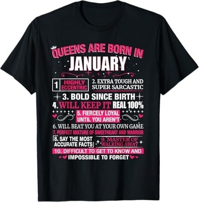 Queens are Born In January T-Shirt T-Shirt New new Tshirt hot