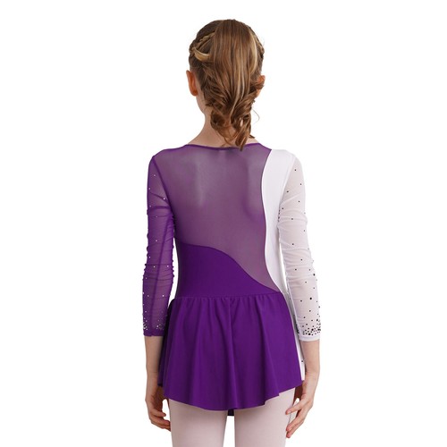 Kids Girls Leotard Rhinestone Dance Dress Ice Roller Gymnastics Skating Outfit - Picture 53 of 98