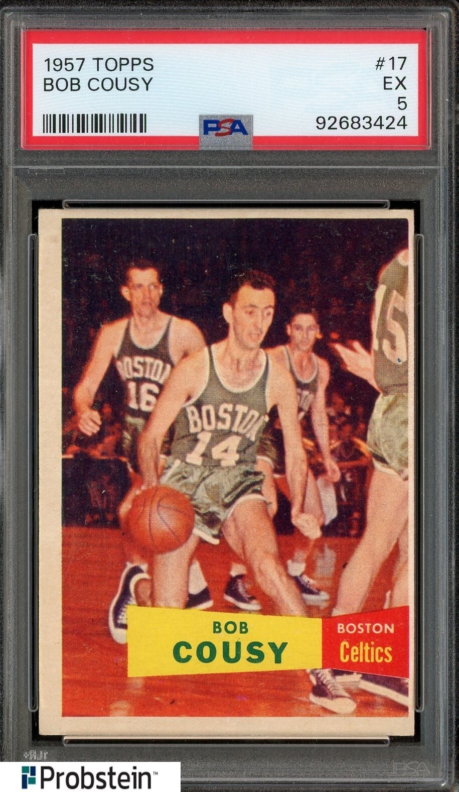 1957 Topps Basketball #17 Bob Cousy Boston Celtics RC Rookie HOF PSA 5 EX