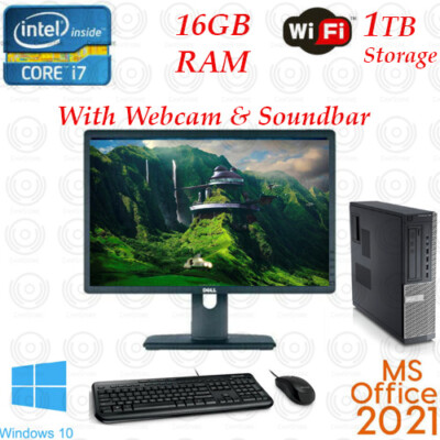 Dell Desktop intel i7 3.4GHz 1TB HDD 16GB RAM Computer PC Windows 10 PC 20''