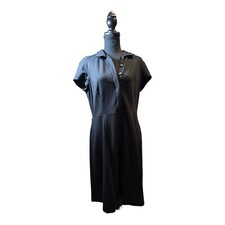 Nine West Black Short Sleeve Sporty Dress With Collar Size 12 NWOT Women's
