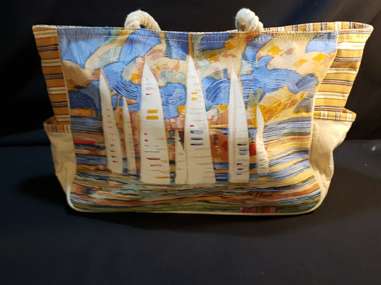 Paul Brent Nautical Sailboat Tote Bag Zipper Top … - image 11