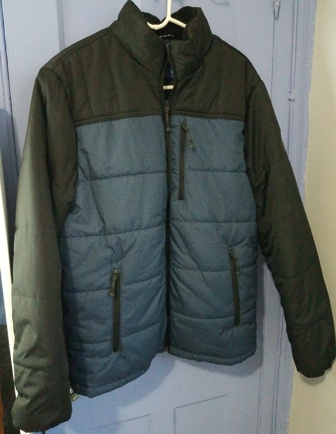 River Edge by ZeroXposur MEN'S Quilted Puffer Jacket Blue & Black, Sz.Medium