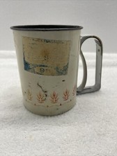 Vtg Androck Flour Sifter 2 Cup White Wheat Litho Rustic Rusty Kitchen Decor