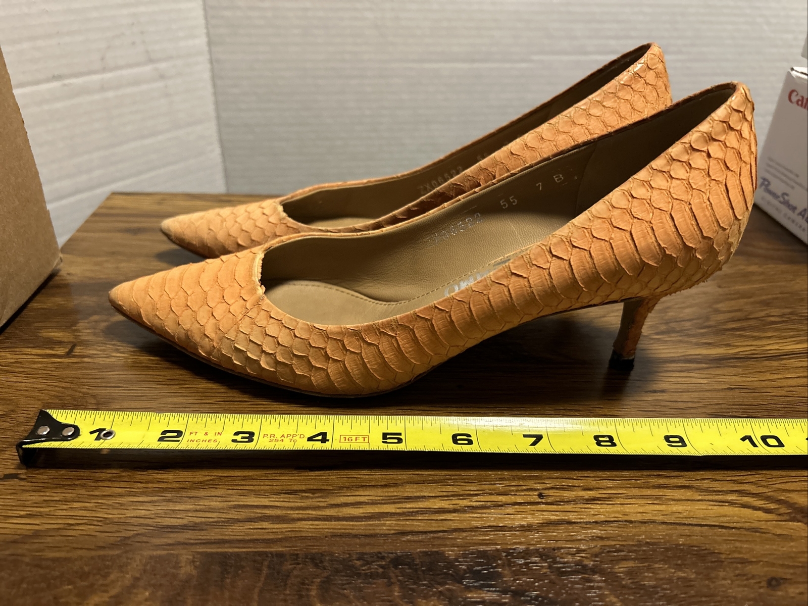 VTG Salvatore Ferragamo Susi Python Pattern Orang… - image 7