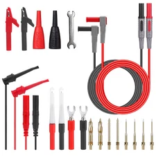 23pcs Multimeter Test Lead Kit Electrical Alligator Clip Hooks Back Probe Pins