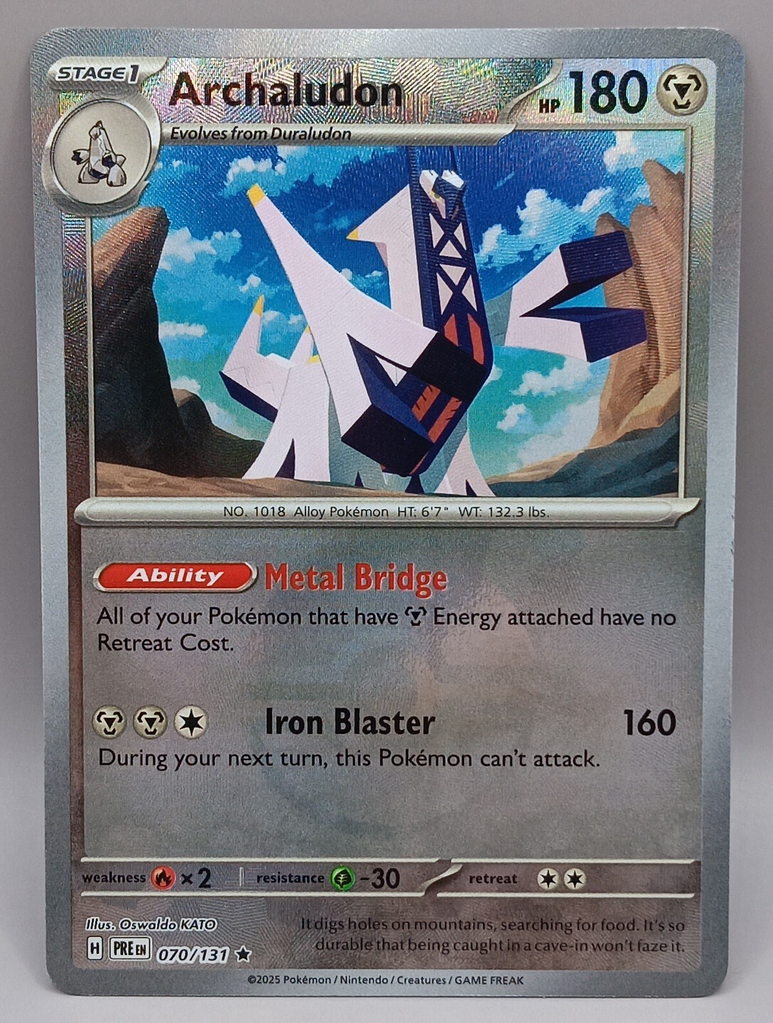 Pokemon Prismatic Evolutions Archaludon 070/131 Poke Ball Pattern Holo NM