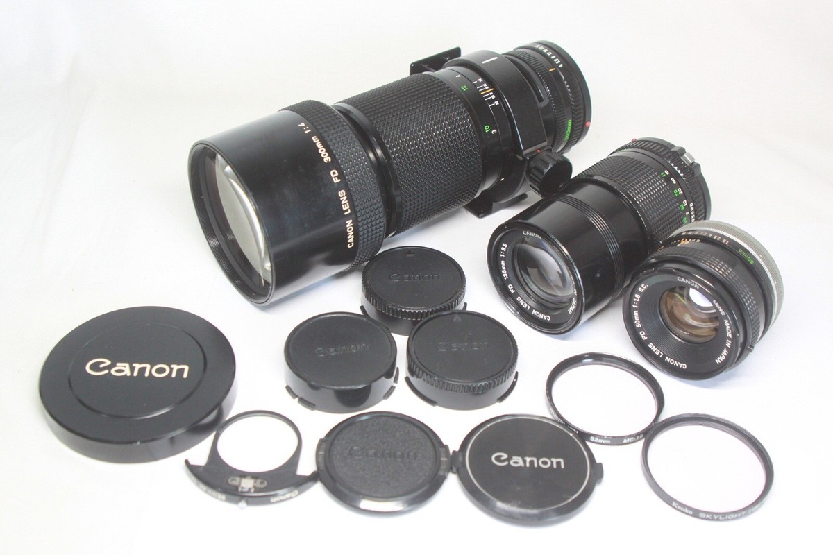 Canon FD 300mm F/4 135mm FD 50mm Lens For