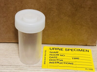 150 SPECIMEN 4oz CUP CONTAINERS With SCREW TYPE LID And ID LABEL. STERILE CUPS