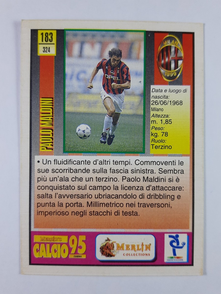 Calcio Merlin 95 Cards Paolo Maldini Ac Milan CARD #183 | eBay