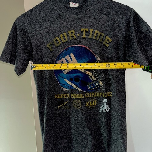 VINTAGE New York Giants Four-Time Super Bowl Champions Adult Grey Small T-Shirt - Picture 3 of 4