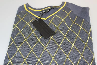 Golf Junkie Pullover Gelb Schwarz Rauten Navy Yellow Diamond Funky Trendy S-XXXL