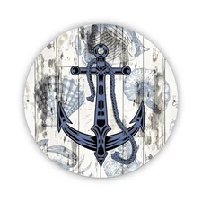 Nautical Anchor Circular Flat Printed Tin Metal Signs Home Décor 8x8 