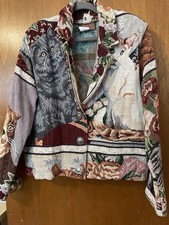 Vintage Painted Pony Tapestry Jacket Cats And Floral One Size Button Front