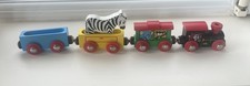Wooden Train set- Zoo Train Fits Brio/Thomas Tank. Train and 3 carriages w Zebra