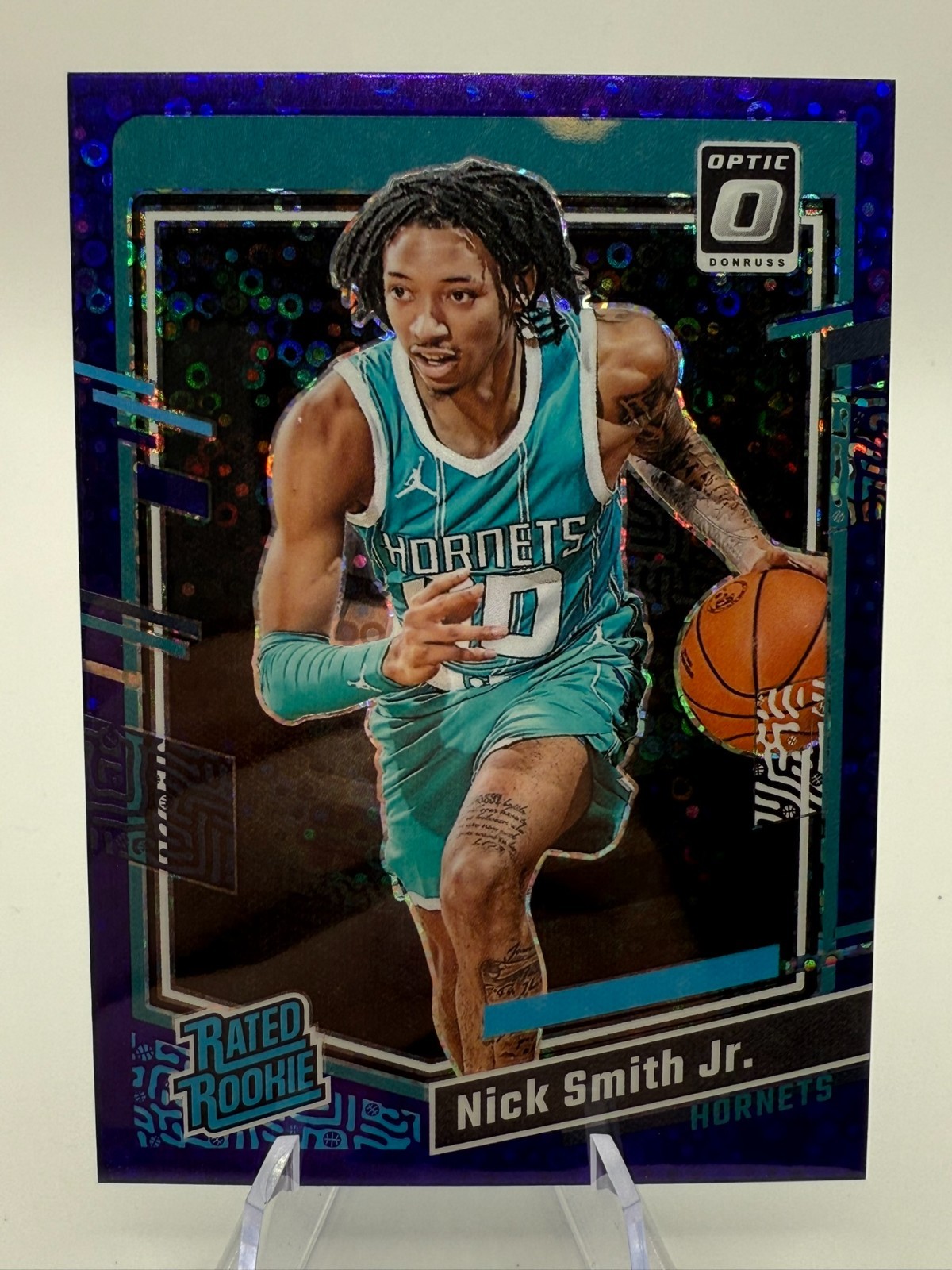 2023-24 Donruss Optic Nick Smith Jr. #224 Purple Fast Break Prizm /99 Rookie RC