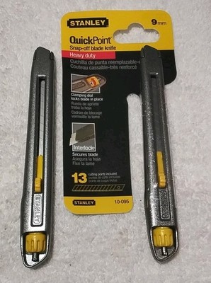 2pc STANLEY 10-095 ALUMINUM INTERLOCKING 9MM SNAP-OFF ''QUICK POINT '' KNIFE...