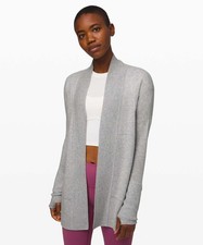 LULULEMON FAB Gray 100 Cashmere Sit In Lotus Wrap Pocket Sweater Cardigan 8