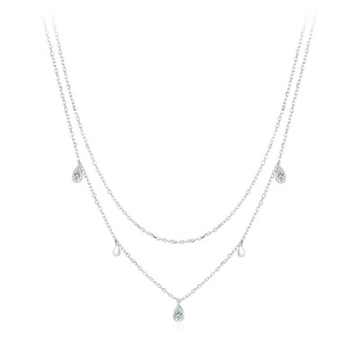 Laborgefertigter Diamant 0,75 kt Birnenschliff Testpass Charm doppellagig Halskette