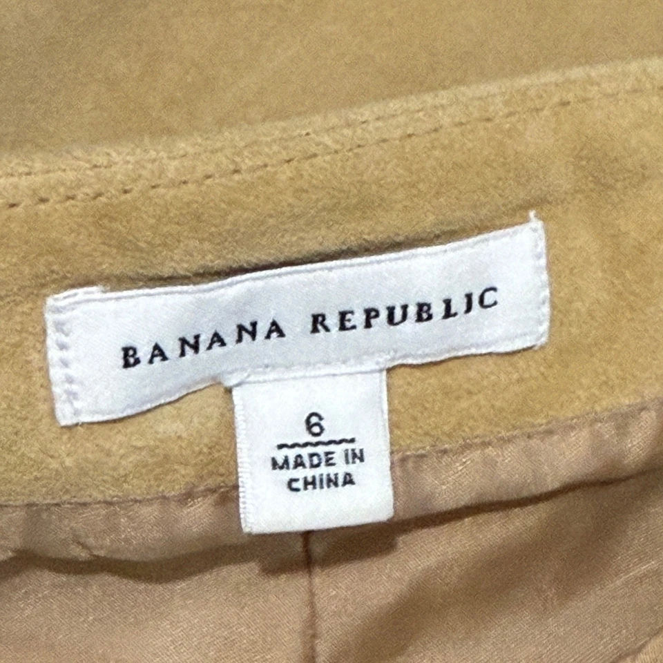 复古 Y2K 香蕉共和国麂皮绒不对称长裙棕褐色 尺寸 6 西部波西米亚 — 第 4/4 张图片