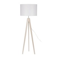 Stehlampe Holz Stoff Weiß E27 Dreibein Natur Modern GemüTlich 140 Cm Stehleuchte