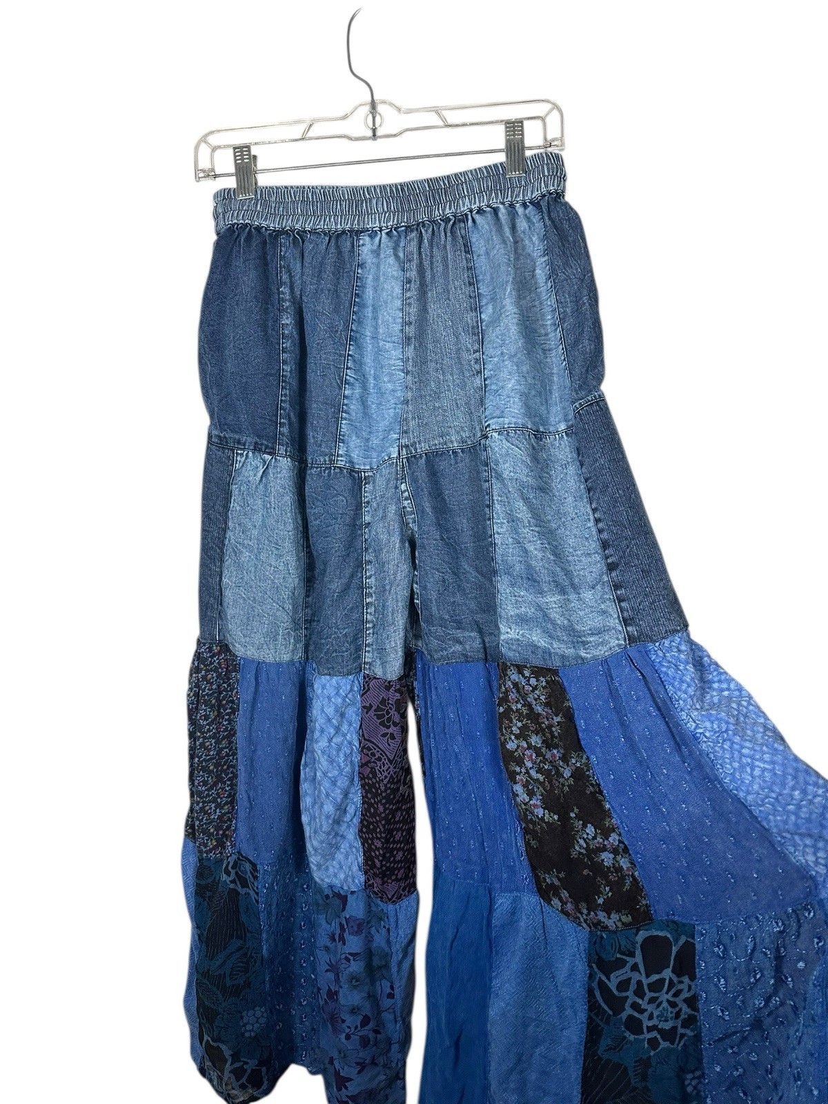 Young Threads Patchwork Tiered Boho Denim Pants S… - image 10