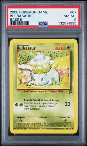 2000 POKEMON BASE SET 2 #67 BULBASAUR PSA 8
