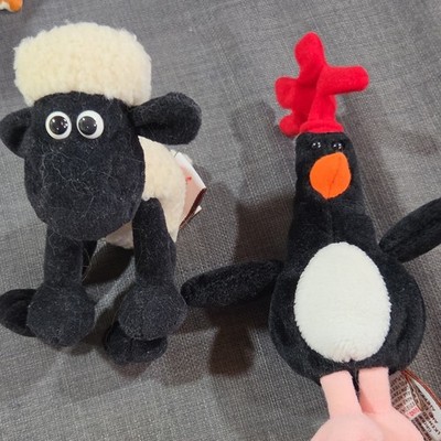 Gund Wallace & Gromit Shaun the Sheep & Feathers McGraw Plush Set Retired 1998