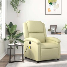 Massage Recliner Chair Cream Genuine leather Standard