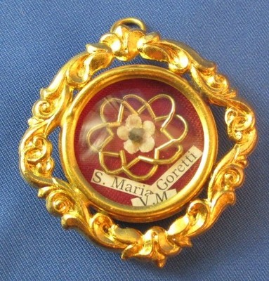 Vintage St. Maria Goretti Virgin & Martyr Relic Reliquary Theca Red Wax Seal