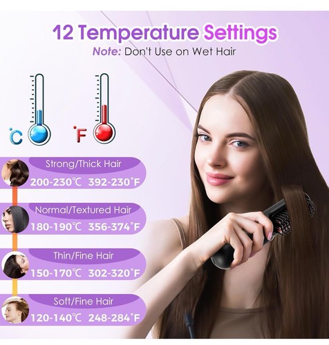 Cordless Hair Straightener Brush Comb Pro Negative Ionic Smoothing Heated Styler - Picture 4 of 24